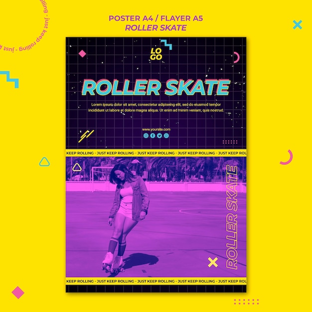 Free PSD roller skate concept poster template