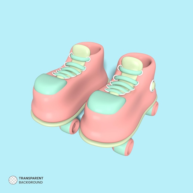 Free PSD roller skates icon isolated 3d render illustration