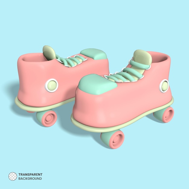 Free PSD roller skates icon isolated 3d render illustration