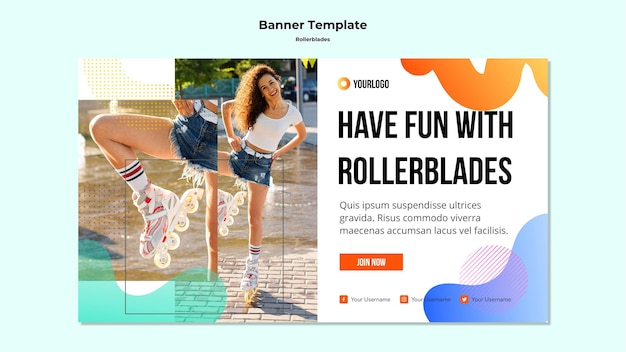 Rollerblades concept banner template