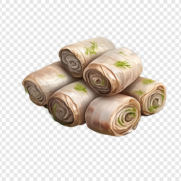 Free PSD rollmops pickeled herring rolls isolated on transparent background