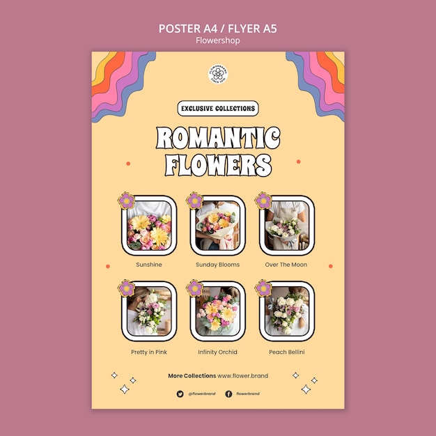 Free PSD romantic flowers flyer template