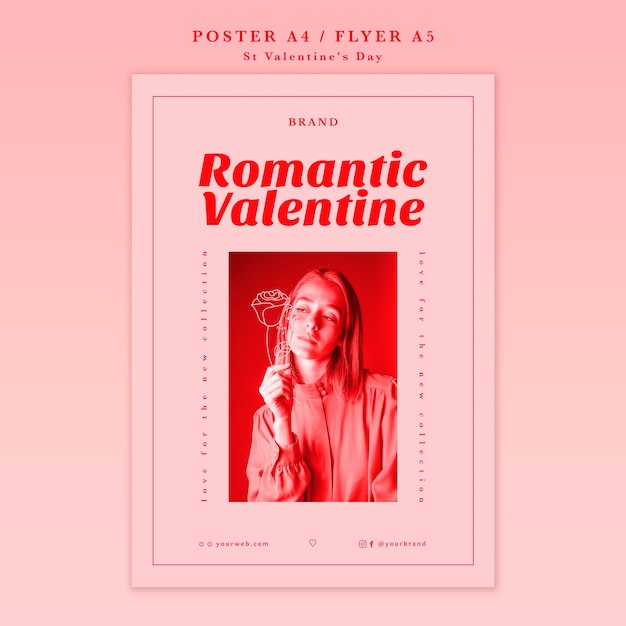 PSD gratuito san valentino romantico con poster ragazza