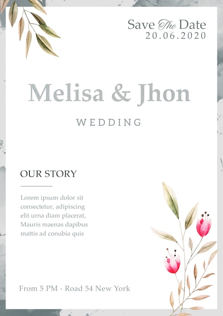 Free PSD romantic wedding invitation template