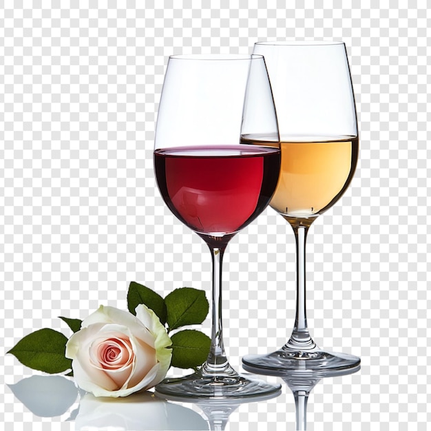 만적 인 와인 맛보기 은 와 색 와인 컵 과 장미