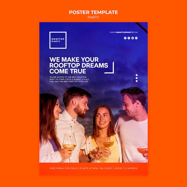 Free PSD rooftop fun poster template