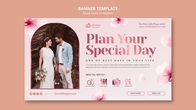 Free PSD rose gold banner design template