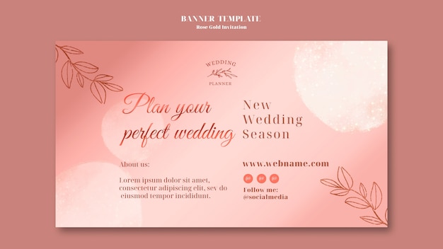 Free PSD rose gold banner design template