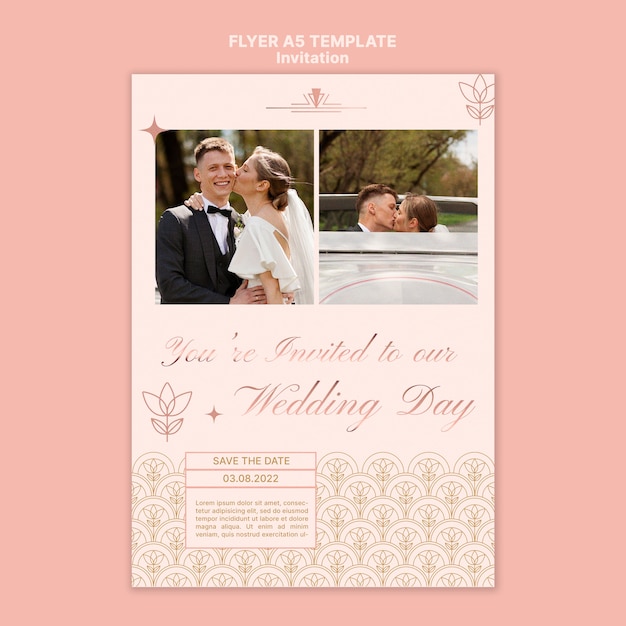 Rose gold invitation a4 floral poster