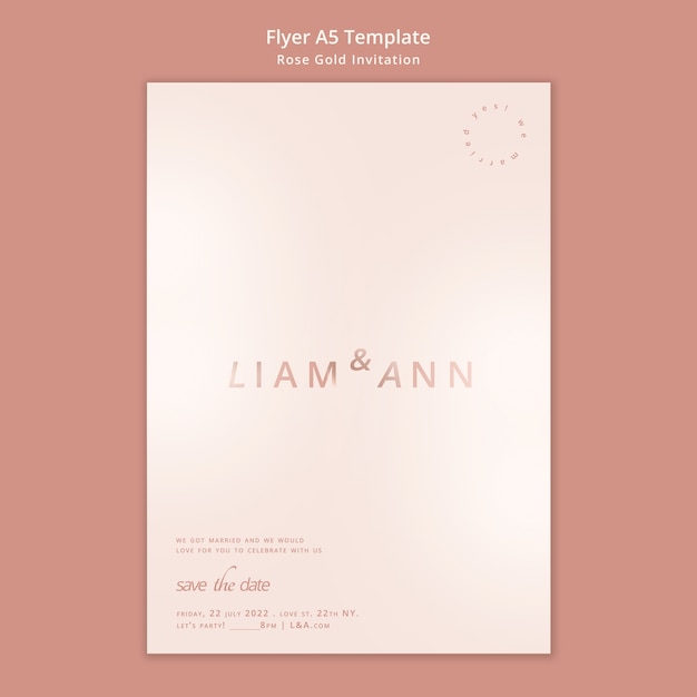 Free PSD rose gold invitation flyer template