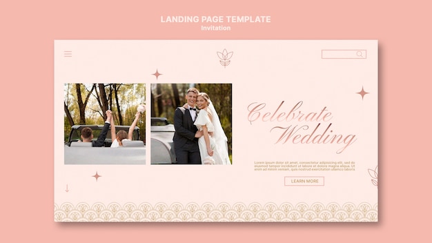 Free PSD rose gold invitation web template