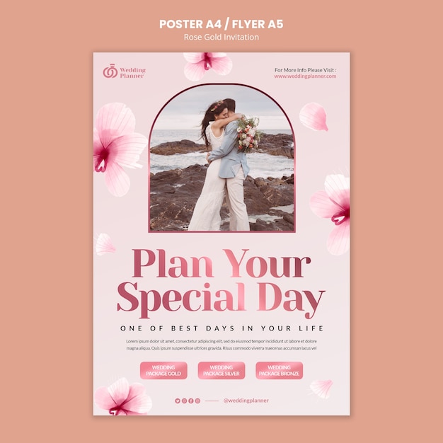 Free PSD rose gold poster design template