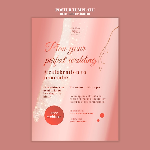 Rose gold poster design template