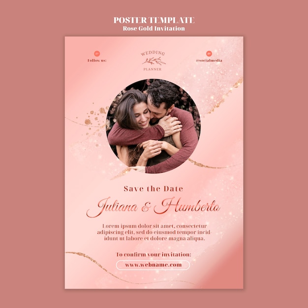 Rose gold poster design template