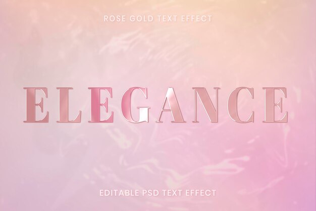 Rose gold text effect psd editable template