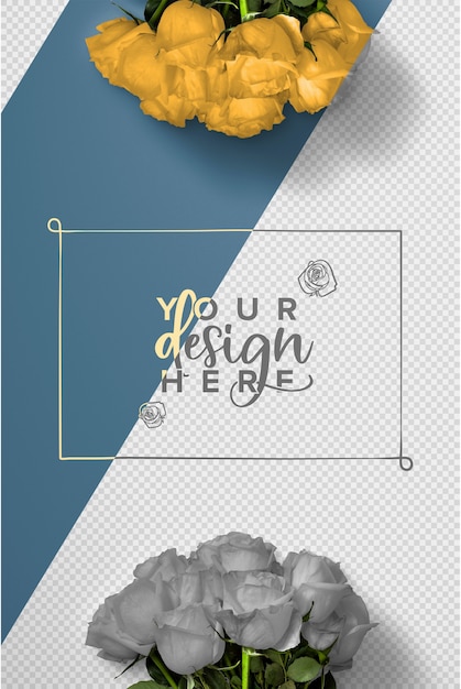Roses Bouquet Background Mockup: Free Download PSD Template