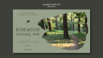 Бесплатный PSD Шаблон баннера национального парка палисандр с природой и деревьями