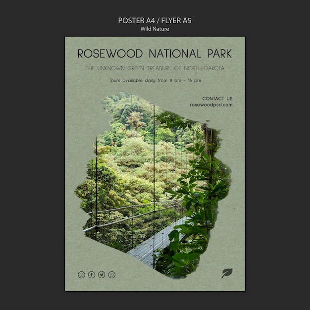 木とローズウッド国立公園のポスターテンプレート