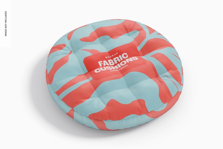 Free PSD round cushion mockup, perspective