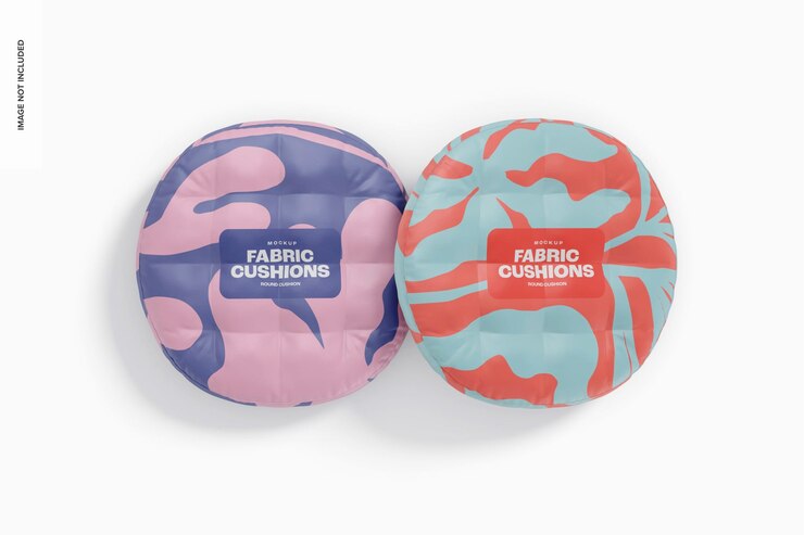 Free PSD round cushions mockup, top view