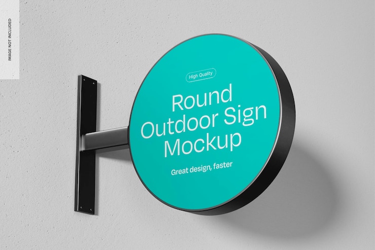 Free PSD round outdoor sign mockup