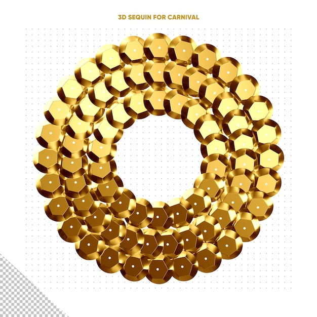 Free PSD round pack of golden sequin for carnival