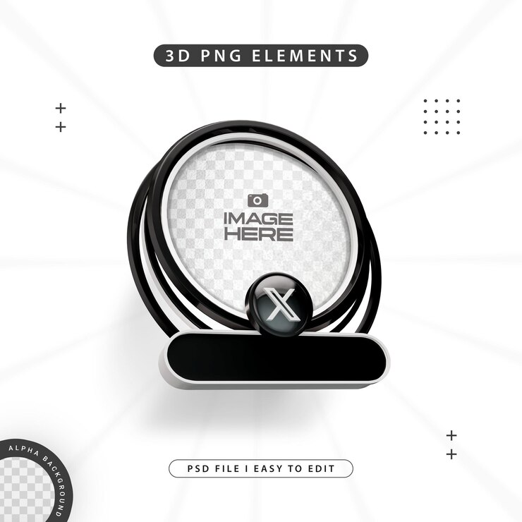 मुफ़्त PSD round profile 3d frame for twitter on social media isolated