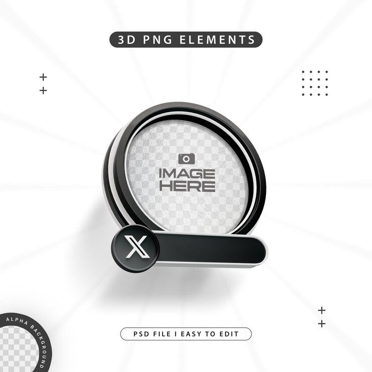 मुफ़्त PSD round profile 3d frame for twitter on social media isolated
