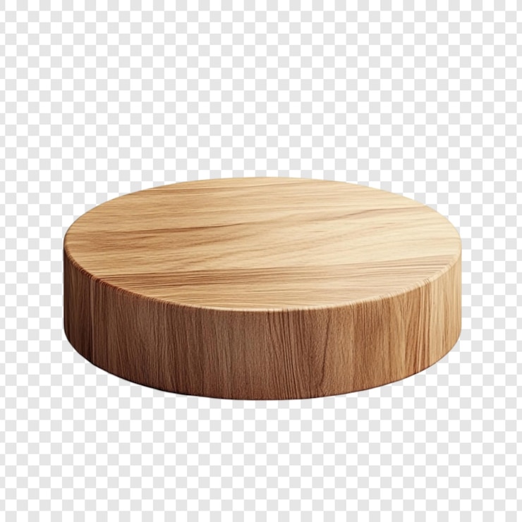 Free PSD round wooden display stand minimalist product photography