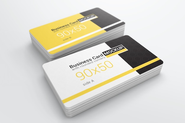 Download Premium Psd Rounded Corner Business Card Mockup Yellowimages Mockups