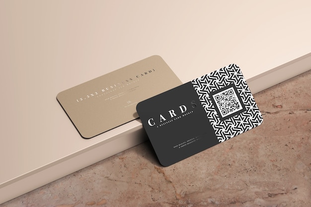 Rounded corner business cards mockup