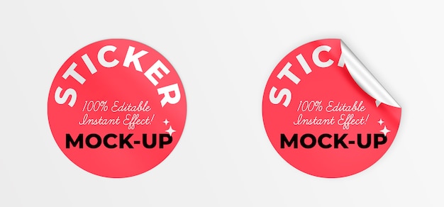 Free PSD rounded stickers mockup