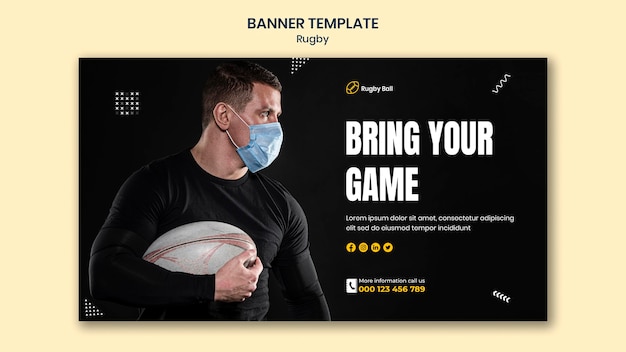 Free PSD rugby banner template with photo