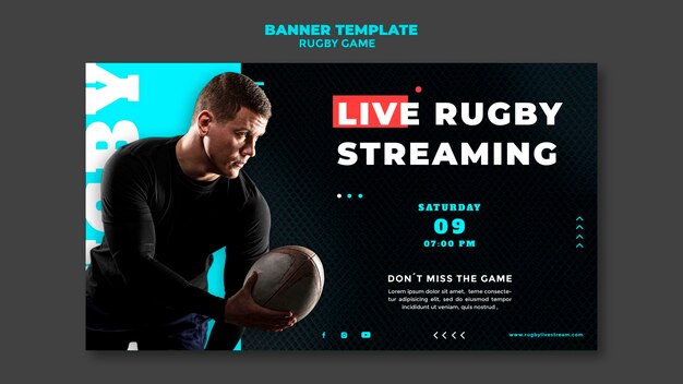 Rugby game banner design template