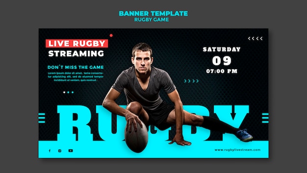 Modello di progettazione di banner di gioco di rugby