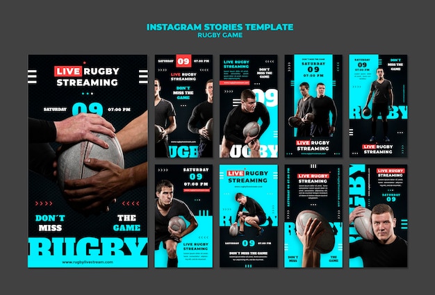 Modello di design della storia del gioco di rugby insta