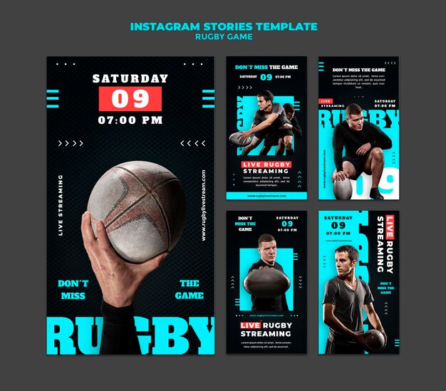 rugby game insta story design template