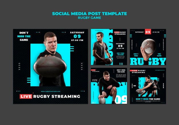 Rugby game social media post design template