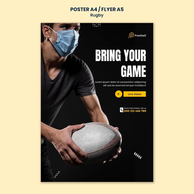 Rugby print template with photo