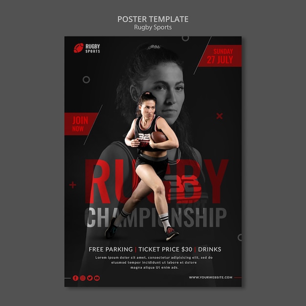 rugby sports poster template