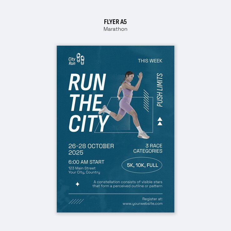 Free PSD run the city marathon flyer - october 26-28, 2025
