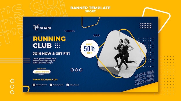 Free PSD running club banner template