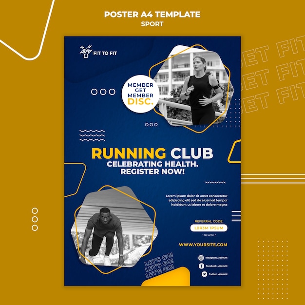 Free PSD running club print template