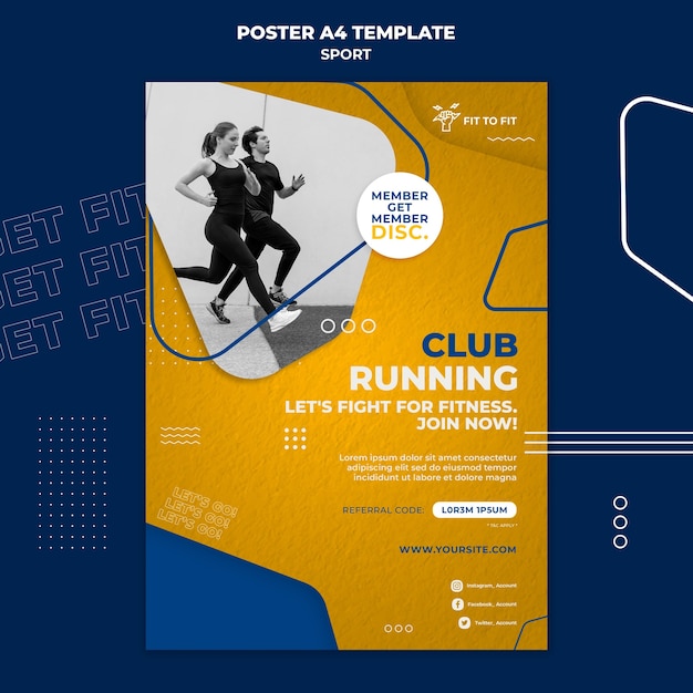 Free PSD running club print template