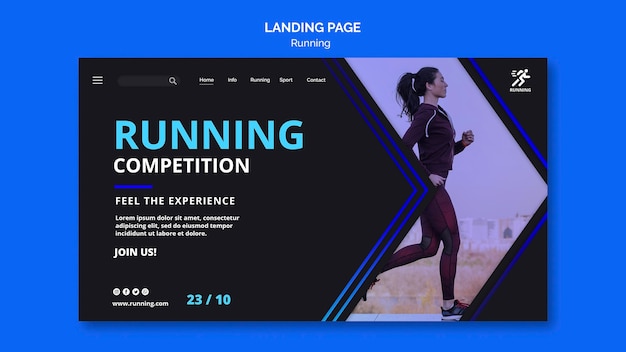 Free PSD running competition template landing page