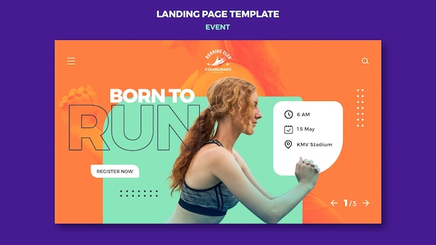 Free PSD running event landing page template