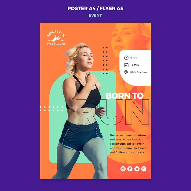 Free PSD running event poster template