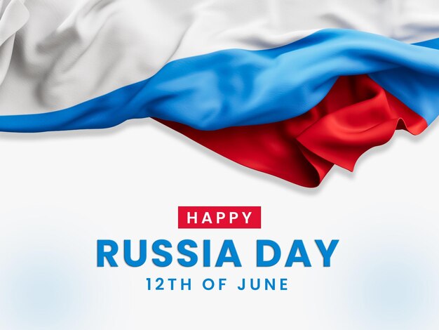 День россии баннер с реалистичным фоном флага