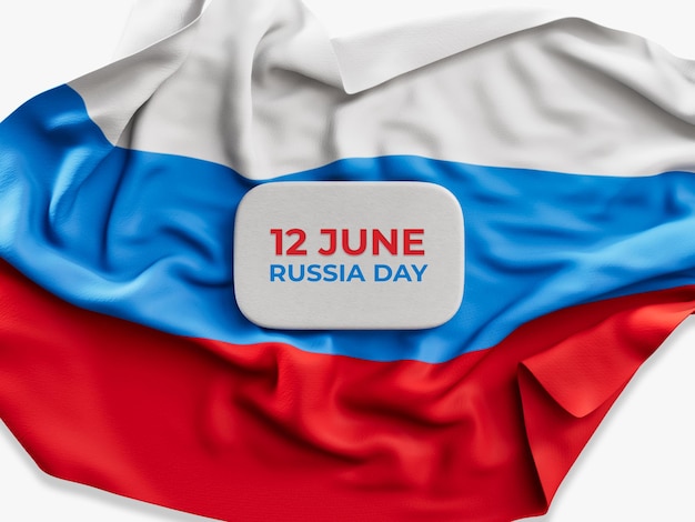 Бесплатный PSD День россии баннер с реалистичным фоном флага