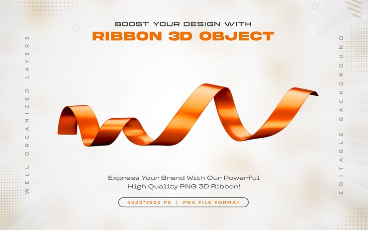 무료 PSD rust ribbon icon isolated 3d 렌더링 일러스트레이션